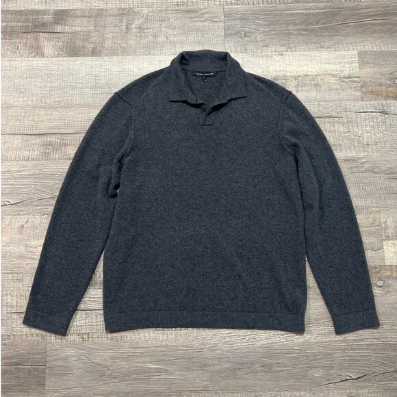 NakedCashmere Size XL 100% Cashmere Collared Polo Sweater Minimalist Grey - Picture 1 of 7